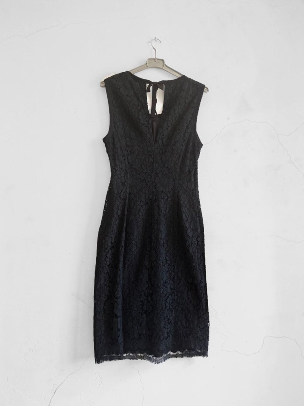 Prada Black Lace Dress Navy Underlayer Italy 44 Never Worn Garment Bag - Picture 2 of 15